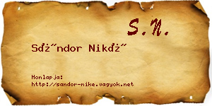 Sándor Niké névjegykártya